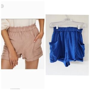 ARITZIA | Wilfred 100% silk Cannes shorts blue sz XS